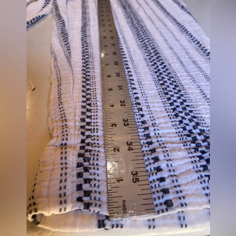 Madewell Lightspun Balloon Drawstring Pull-On Pants, Size Medium, White & Black - Picture 5 of 10